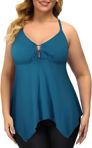 Firpearl Women's Tankini Swimsuits Modest Flowy Crossback Plus Size Bathing Suit Top in Saudi Arabia