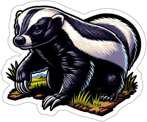 Honey Badger Sticker Weatherproof Souvenir Decal Vinyl Small Waterproof for Water Bottle Mug Passport Book Scrapbook Notebook Laptop Tumbler Skateboard Computer Phone Size 4" Funny Gift in Saudi Arabia