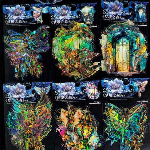 60 قطعة من ملصقات جناح فراشة اليعسوب الليزري العتيقة، ملصق ثلاثي الأبعاد شفاف وملصقات لطيفة، ملصقات قصاصات جمالية لمجلة DIY غير المرغوب فيها، مستلزمات القصاصات اليدوية المزخرفة in Kuwait