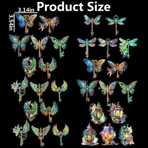 60 قطعة من ملصقات جناح فراشة اليعسوب الليزري العتيقة، ملصق ثلاثي الأبعاد شفاف وملصقات لطيفة، ملصقات قصاصات جمالية لمجلة DIY غير المرغوب فيها، مستلزمات القصاصات اليدوية المزخرفة in Kuwait