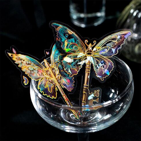 60 قطعة من ملصقات جناح فراشة اليعسوب الليزري العتيقة، ملصق ثلاثي الأبعاد شفاف وملصقات لطيفة، ملصقات قصاصات جمالية لمجلة DIY غير المرغوب فيها، مستلزمات القصاصات اليدوية المزخرفة in Kuwait