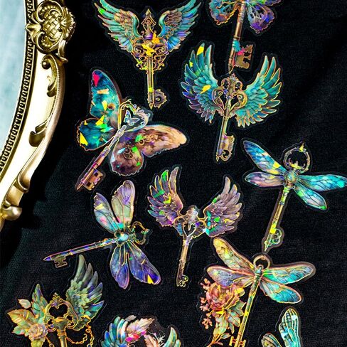 60 قطعة من ملصقات جناح فراشة اليعسوب الليزري العتيقة، ملصق ثلاثي الأبعاد شفاف وملصقات لطيفة، ملصقات قصاصات جمالية لمجلة DIY غير المرغوب فيها، مستلزمات القصاصات اليدوية المزخرفة in Kuwait