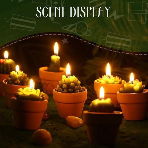 12 قطعة من الشموع النضرة المبتكرة المصنوعة يدويًا على شكل صبار تيلايت، شمعة نباتية دقيقة وأنيقة، شموع صبار صغيرة لتزيين حفلات استقبال المولود الجديد، هدايا الزفاف وأعياد الميلاد (نمط لطيف) in Kuwait