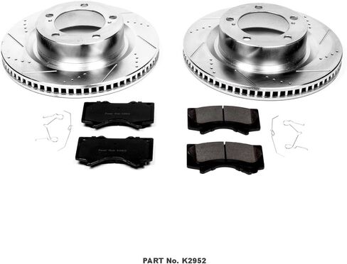 Power Stop K2952 Front Z23 Carbon Fiber Brake Pads with Drilled and Slotted Brake Rotors Kit For 2007-2021 Toyota Tundra | 2008-2022 Sequoia | 2016-2021 Toyota Land Cruiser | 2016-2021 Lexus LX570 in Saudi Arabia