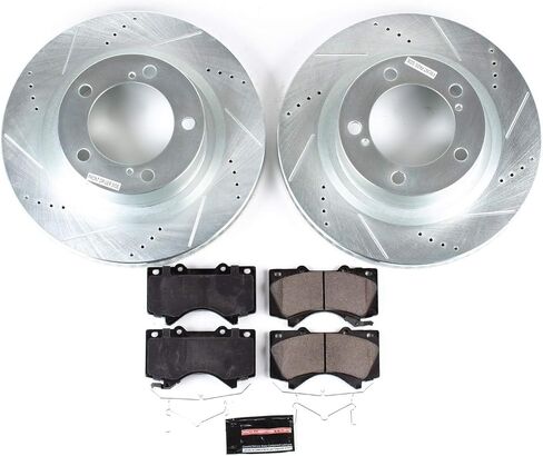 Power Stop K2952 Front Z23 Carbon Fiber Brake Pads with Drilled and Slotted Brake Rotors Kit For 2007-2021 Toyota Tundra | 2008-2022 Sequoia | 2016-2021 Toyota Land Cruiser | 2016-2021 Lexus LX570 in Saudi Arabia