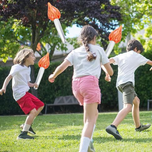 12 قطعة من الشعلة الممتعة القابلة للنفخ للألعاب الأولمبية، شعلة وهمية مقاس 16 بوصة دعامة شعلة أولمبية بلاستيكية لديكورات الحفلات الأولمبية في العصور الوسطى لوا تحت عنوان المسابقات الرياضية للحفلات in Kuwait