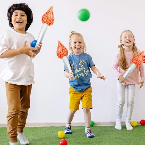 12 قطعة من الشعلة الممتعة القابلة للنفخ للألعاب الأولمبية، شعلة وهمية مقاس 16 بوصة دعامة شعلة أولمبية بلاستيكية لديكورات الحفلات الأولمبية في العصور الوسطى لوا تحت عنوان المسابقات الرياضية للحفلات in Kuwait