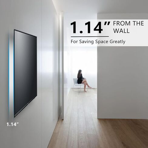 حامل جداري منخفض مثبت لشاشات تلفزيون مسطحة LED LCD OLED مقاس 26-65 بوصة، حامل تثبيت على الحائط للتلفزيون الثابت مع الحد الأقصى VESA 400 × 400 مم يحمل ما يصل إلى 110 رطل، حامل تلفزيون نحيف للغاية وموفر للمساحة in Kuwait