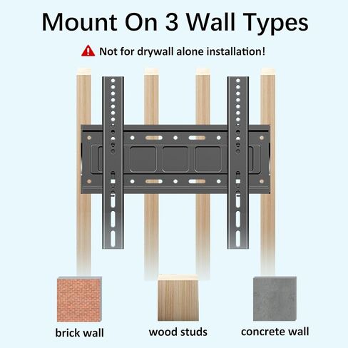 حامل جداري منخفض مثبت لشاشات تلفزيون مسطحة LED LCD OLED مقاس 26-65 بوصة، حامل تثبيت على الحائط للتلفزيون الثابت مع الحد الأقصى VESA 400 × 400 مم يحمل ما يصل إلى 110 رطل، حامل تلفزيون نحيف للغاية وموفر للمساحة in Kuwait