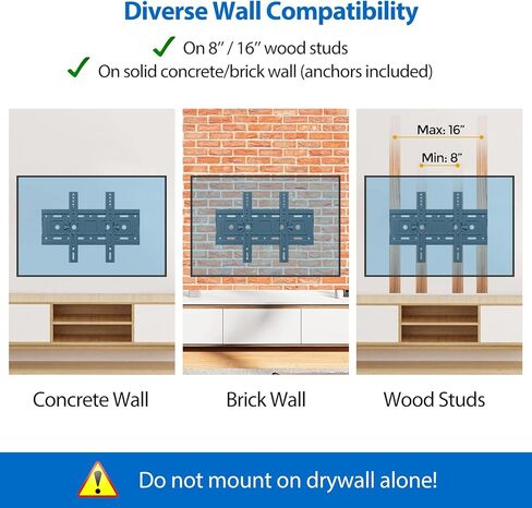 Tilting TV Wall Mount for Most 32-68 Inch TVs,Wall Mount TV Bracket Max VESA 400x400mm, Holds up to 99 lbs, Fits 8''-16'' Studs,Design with Universal Bracket & Easy Install in Kuwait