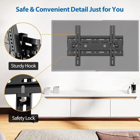 Tilting TV Wall Mount for Most 32-68 Inch TVs,Wall Mount TV Bracket Max VESA 400x400mm, Holds up to 99 lbs, Fits 8''-16'' Studs,Design with Universal Bracket & Easy Install in Kuwait