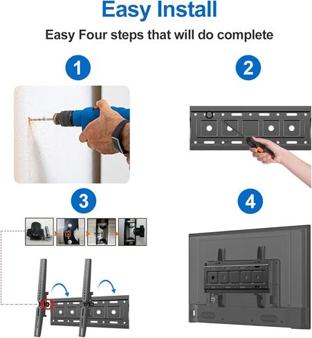 Tilting TV Wall Mount for Most 32-68 Inch TVs,Wall Mount TV Bracket Max VESA 400x400mm, Holds up to 99 lbs, Fits 8''-16'' Studs,Design with Universal Bracket & Easy Install in Kuwait