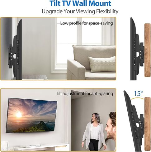 Tilting TV Wall Mount for Most 32-68 Inch TVs,Wall Mount TV Bracket Max VESA 400x400mm, Holds up to 99 lbs, Fits 8''-16'' Studs,Design with Universal Bracket & Easy Install in Kuwait
