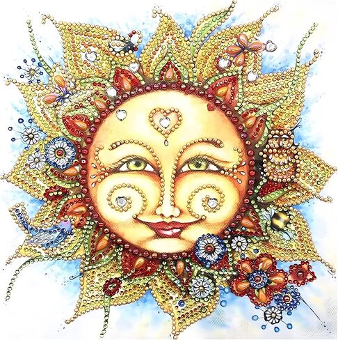 مجموعات الرسم الفني الماسي على شكل خاص من MXJSUA Sun Goddess للبالغين، مجموعات فنية ماسية الحفر الجزئي لزهرة الشمس للمبتدئين، صور الماس، حرف الرسم الفني مقاس 14 × 14 بوصة in Saudi Arabia
