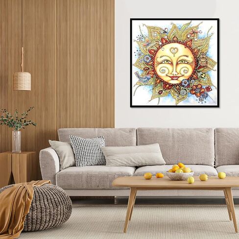 مجموعات الرسم الفني الماسي على شكل خاص من MXJSUA Sun Goddess للبالغين، مجموعات فنية ماسية الحفر الجزئي لزهرة الشمس للمبتدئين، صور الماس، حرف الرسم الفني مقاس 14 × 14 بوصة in Saudi Arabia
