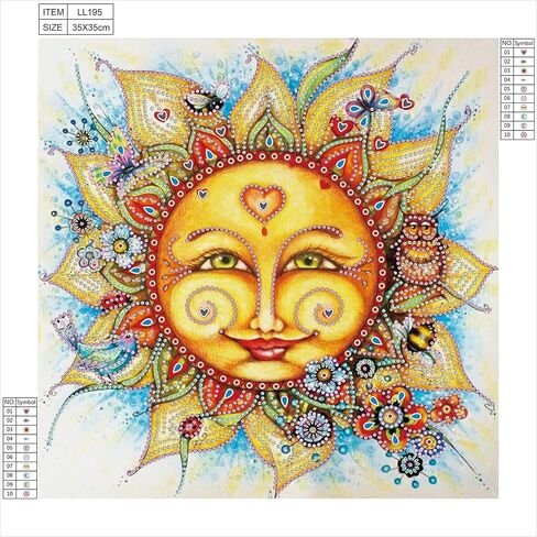 مجموعات الرسم الفني الماسي على شكل خاص من MXJSUA Sun Goddess للبالغين، مجموعات فنية ماسية الحفر الجزئي لزهرة الشمس للمبتدئين، صور الماس، حرف الرسم الفني مقاس 14 × 14 بوصة in Saudi Arabia
