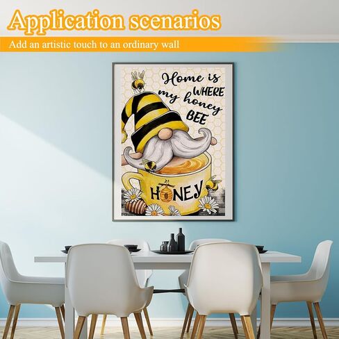 UMOART Gnome Diamond Painting Kits - Honey Bee Diamond Art Painting Kits for Adults Kids, Round Diamond Dots Gnome Painting Kits Gifts, Full Drill Diamond Painting 30x40cm for Home Decor in Saudi Arabia