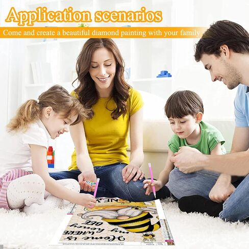 UMOART Gnome Diamond Painting Kits - Honey Bee Diamond Art Painting Kits for Adults Kids, Round Diamond Dots Gnome Painting Kits Gifts, Full Drill Diamond Painting 30x40cm for Home Decor in Saudi Arabia