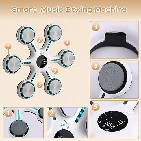 آلة ملاكمة موسيقية من موستوب، آلة تدريب ملاكمة إلكترونية مع قفازات، آلة تدريب ملاكمة موسيقية مثبتة على الحائط للبالغين، مدرب ملاكمة موسيقى بلوتوث ذكي، هدف Punchine in Kuwait