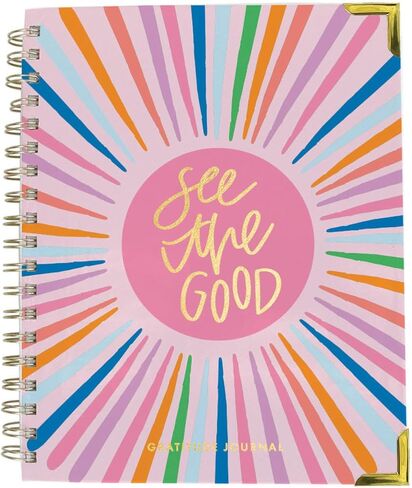 See The Good Vibrant Stripe Pink 7 x 9 Paper Spiral Devotional Gratitude Journal Notebook in Saudi Arabia