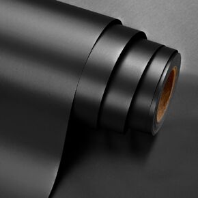 Flyhill Metallic Jumbo Wrapping Paper-30inch*32.8ft（81.78sq.ft-Solid Color with Matte Elegant Black Foil for Halloween,Christmas,Birthday,Bridal Shower