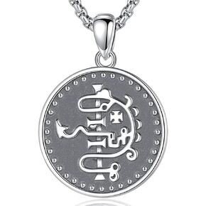 EUDORA Sterling Silver Great King Asmodeus Amulet Necklace Hecate’s Wheel Chi Rho Symbol Pendant Sigil of Clauneck Jewelry for Women Men,Gift for Women, 20inch+2inch
