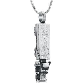 shajwo 18 Wheeler Semi Truck Urn Necklace for Ashes for Men Women Cremation Jewelry of Loved Ones Memorial Locket Pendant