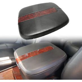 GXARTS Black Leather Center Console Lid Armrest Cover Compatible with Cadillac Escalade 2007 2008 2009 2010 2011 2012 2013 2014