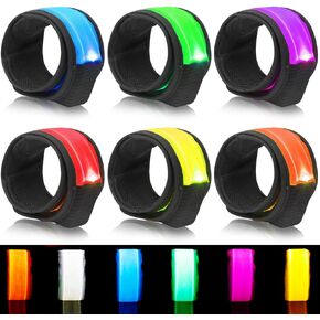 6PCS Led Light Up Slap Wristband for Running Night Safety, Glow in The Dark Slap Bracelets Arm Band Reflective Strips for Cycling Walking Concert Camping Party