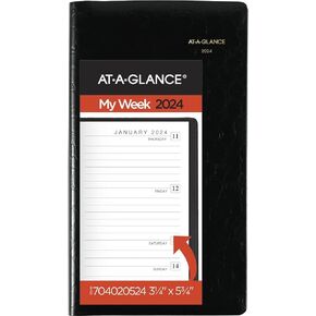 AT-A-GLANCE 2025 Appointment Book Planner, Weekly, Refillable, 3-1/4" x 6-1/4", Pocket Size, Black (700080525)