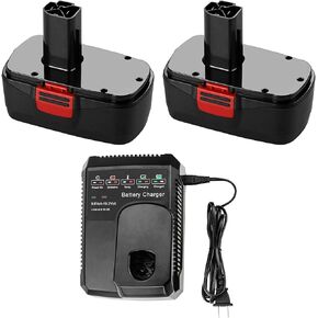 2-Pack 4500mAH Replacement Battery and Charger for Craftsman 19.2V DieHard C3 315.115410 315.11485 130279005 1323903 + Battery Charger for Craftsman Lithium-ion Ni-Mh Ni-Cd Battery 140152004