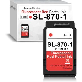 High Capacity SL-870-1 XXL Red Ink Fluorescent Red Ink Cartridge Compatible for SL870-1 Replacement for The PB N e w SendPro Mailstation Postage Machines (CSD1) 1-Pack (16ml*1)