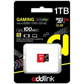 Addlink TurboPlay Gaming MicroSDXC 1TB UHS-I, C10, U3, V30, A2, 4K Video Memory Card, Up to 100/80 MB/s, Compatible for Nintendo-Switch, Steam Deck, ROG Ally, Gaming Devices (ad1TBMSXT3A)