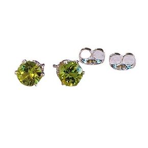 Natural Green Peridot Gemstone Stud Earrings 5mm Sterling Silver, Gifts For Women, Her, Mom, Mothers Day, Birthday, Anniversary, Wedding, Graduation, Graduate, Daughter, Best Friend, August Birthstone