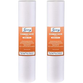 iSpring FP15X2 10" x 2.5" Universal Sediment Water Filter Replacement Cartridges, 5 Micron Multi-layer Sediment Filter, 2 Pack