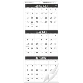 2025 Wall Calendar – Calendar 2025, Jan.2025 - Dec.2025, 3 Month Calendar Vertical Display, 11" x 26", Large Monthly Calendar, Lay- Flat - Classic Black