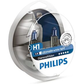 Philips 12258DV Diamond Vision 5000K H1 Car Headlight Bulbs (TwinPack of Bulbs)