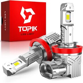 TOPIK H11 LED Bulbs, H8 H9 Fog Light 6500K White Low Beam Replacement Same Size As Halogen Bulbs Plug And Play
