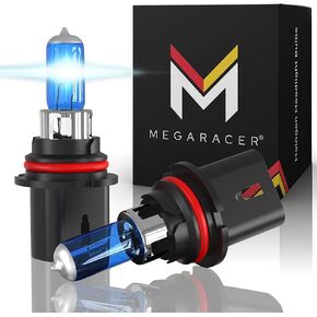 Mega Racer 9007/HB5 Halogen Headlight Bulbs - 100W/80W 5000K Daylight White for Hi/Lo Beam Replacement IP68 Waterproof Rating PX29t Base, Pack of 2