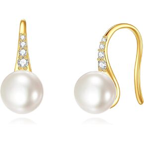 Gold Pearl Earrings for Women Sterling Silver Pearl Stud Earrings Pearl Jewelry for Girls Valentine Day Gift