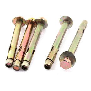 uxcell M8 x 100mm Thread Hex Head Split Expansion Bolts Screws 5 Pcs