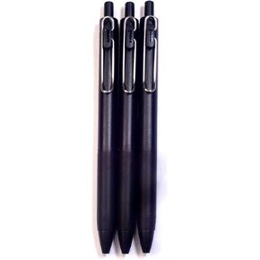 Uni One Retractable Gel Ink Roller Ball Pen UMNS38BK.24, Black 0.38mm, 3 pens per Pack