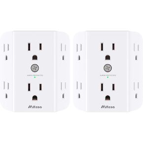 2 Pack Surge Protector Outlet, Outlet Splitter, Multi Plug Wall Outlet with 6 Wall Outlets, Outlet Adapter, Plug Extender, Outlet Extender for Home Office Dorm Room