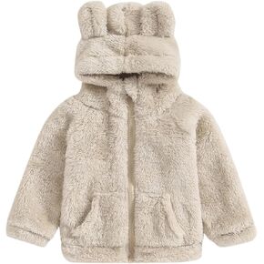 Toddler Baby Girls Boys Fleece Coat Infant Faux Fur Zip Up Long Sleeve Sherpa Jacket Fall Winter Warm Outerwear