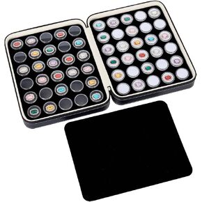 BENECREAT 60pcs Leather Jewelry Display Case Box, 2 Colors Plastic Loose Diamond Box, Gem Diamond Gemstone Display Collection Storage Box for Small Items, Gemstones, Jewellery Display