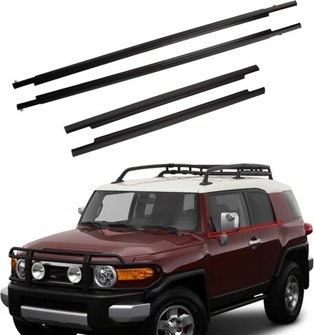 4 قطع من Dasbecan لحزام إغلاق نافذة الباب الخلفي الأمامي وشريط السير الوقائي متوافق مع Toyota FJ Cruiser 2007-2014 يستبدل # 68164-35041 68163-35041 68162-35073 68161-35073 in Saudi Arabia