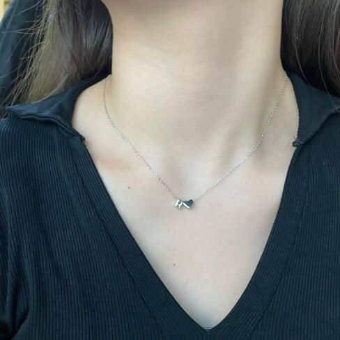 Initial Heart Necklace 925 Sterling Silver Tiny Heart R Letter Necklace Personalized Monogram Name Necklace Heart Initial Necklace Jewelry Gifts for Women Girls in Saudi Arabia