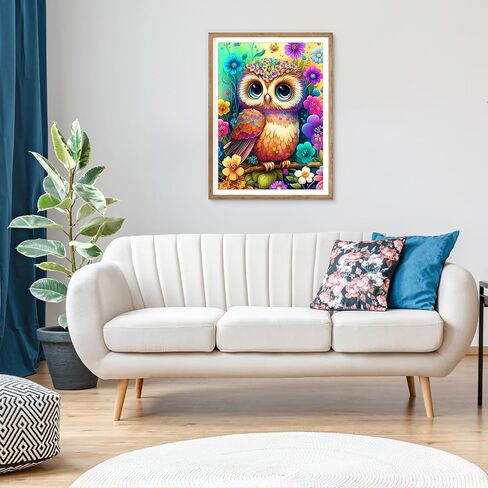 Lxmsja Cute Baby Owl Flowers Diamond Art Painting Kits for Adults, 5D Diamond Art Kits for Beginners, DIY Full Drill Painting Crafts with Diamond, Home Wall Decor 12x16inch in Saudi Arabia