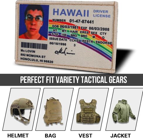 رقعة مطرزة لبطاقة الهوية McLovin Superbad، رقعة معنوية مع دعامة تثبيت بخطاف، رقعة فكاهة مزخرفة مضحكة عسكرية لحقائب الظهر والسترات والخوذة in Kuwait
