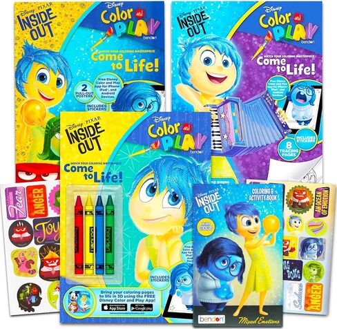 Inside Out Coloring Books Bulk for Kids - Inside Out Coloring Art Set Bundle Includes 4 Coloring Books with Activities, Stickers, and Games Featuring Joy, Disgust, More | Inside Out Activity Set Bulk in Saudi Arabia